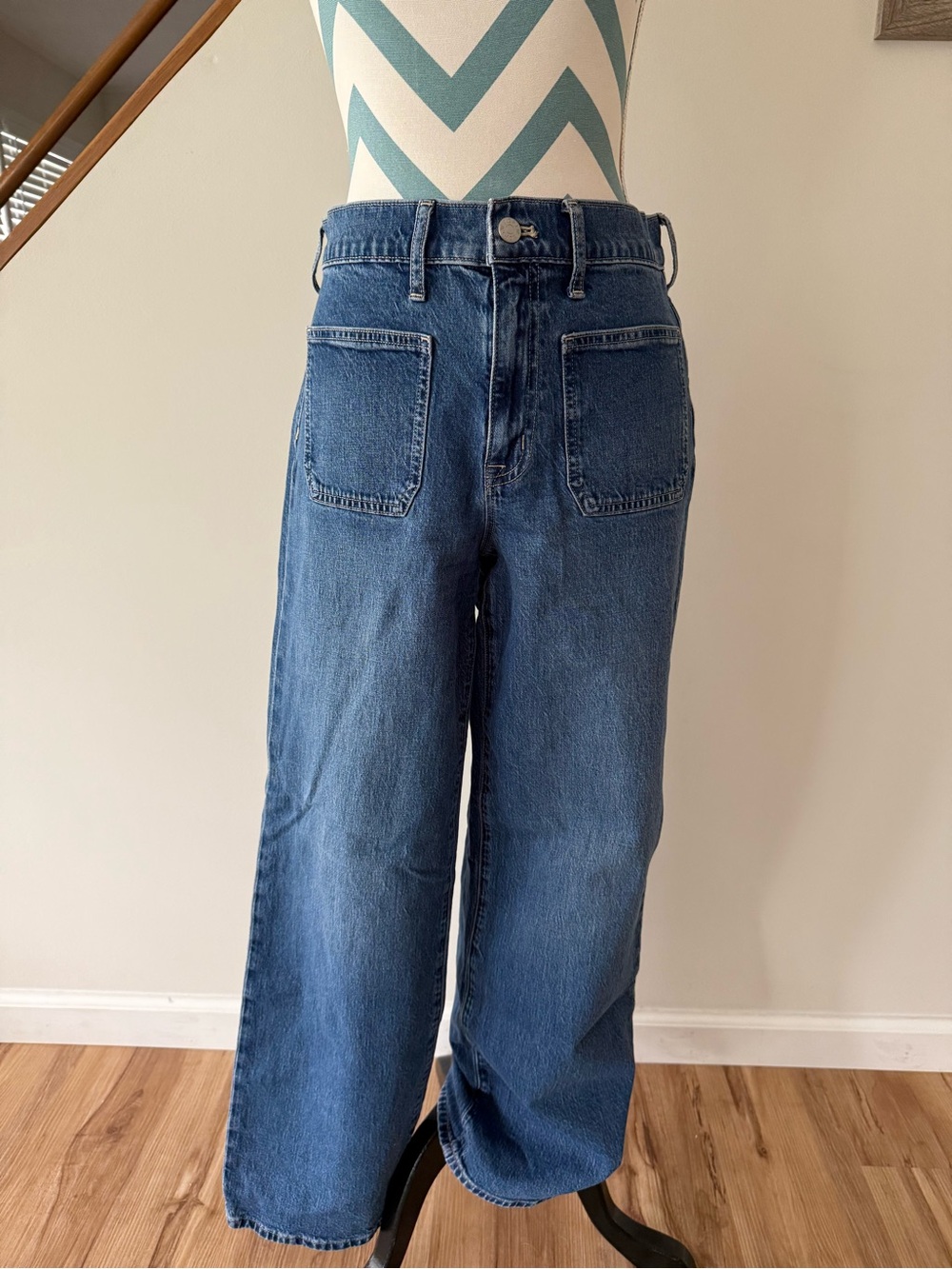 J. Crew Wide-Leg Patch Pocket Jeans in Medium Blue